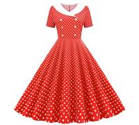 Vestido de lunares para mujer, vintage, estilo rockabilly, cuello en V, manga corta, casual, acampanado, vestido de cóctel, fiesta, vestido de noche de graduación,Rockabilly Vestidos para mujer