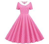 Vestido de lunares para mujer, vintage, estilo rockabilly, cuello en V, manga corta, casual, acampanado, vestido de cóctel, fiesta, vestido de noche de graduación,Rockabilly Vestidos para mujer