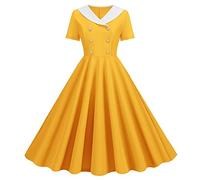 Vestido de lunares para mujer, vintage, estilo rockabilly, cuello en V, manga corta, casual, acampanado, vestido de cóctel, fiesta, vestido de noche de graduación,Rockabilly Vestidos para mujer