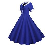 Vestido de lunares para mujer, vintage, estilo rockabilly, cuello en V, manga corta, casual, acampanado, vestido de cóctel, fiesta, vestido de noche de graduación,Rockabilly Vestidos para mujer