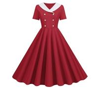 Vestido de lunares para mujer, vintage, estilo rockabilly, cuello en V, manga corta, casual, acampanado, vestido de cóctel, fiesta, vestido de noche de graduación,Rockabilly Vestidos para mujer