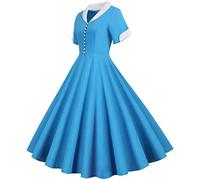 Vestido de lunares para mujer, vintage, estilo rockabilly, cuello en V, manga corta, casual, acampanado, vestido de cóctel, fiesta, vestido de noche de graduación,Rockabilly Vestidos para mujer