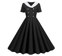 Vestido de lunares para mujer, vintage, estilo rockabilly, cuello en V, manga corta, casual, acampanado, vestido de cóctel, fiesta, vestido de noche de graduación,Rockabilly Vestidos para mujer
