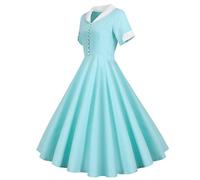 Vestido de lunares para mujer, vintage, estilo rockabilly, cuello en V, manga corta, casual, acampanado, vestido de cóctel, fiesta, vestido de noche de graduación,Rockabilly Vestidos para mujer