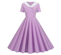 Vestido de lunares para mujer, vintage, estilo rockabilly, cuello en V, manga corta, casual, acampanado, vestido de cóctel, fiesta, vestido de noche de graduación,Rockabilly Vestidos para mujer