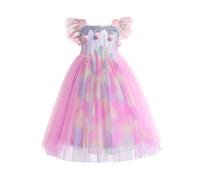 Vestido de tul elegante para fiesta de cumplea os de ni as, unicornio, arco ris, princesa, disfraz, talla 6X-8