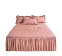 Vestiletto Matrimoniale Copriletto trapuntato con gonna da letto spessa, copriletto tinta unita, coprimaterasso, delicato sulla pelle (senza federa)(Doushahong,Single 120x200cm 1pc)