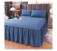 Vestiletto Matrimoniale Gonna da letto tinta unita da 1 pezzo con pizzo tutto intorno Copriletto for tutte le stagioni con volant Vestiletto Balze Elasticizzate(Denim Blue,1PC 180x200cm skirt)