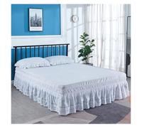 Vestiletto Matrimoniale Splendida gonna da letto bianca con volant ricamata e ben realizzata, in tessuto antipiega e anti-scolorimento - altezza 15 pollici Vestiletto Balze Elasticizzate(160x200x38cm)