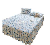 Vestiletto Matrimoniale,Vestiletto Set da 3 Pezzi Gonna Letto Matrimoniale e 2 Federe For Copriletto con Volant Morbido(Mifeitu,SKing 200x220cm)