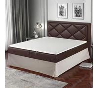 Vestiletto Singolo 90x190 Beige | 4 Volanti da 30 cm per rete 90x190 con piedi | Copertura rete 90x190 | Ecru | Prodotto in Europa | Gonna letto 90x190 | Protezione rete 90x190