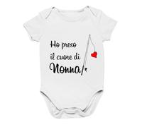 Vestin Body Bimbo Bimba Neonato Pigiama - Ho preso il cuore di nonna! - Humor Divertenti Infanzia Nascita Neonato Made in Italy (Bianco, 3 mesi)