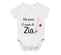 Vestin Body Bimbo Bimba Neonato Pigiama - Ho preso il cuore di zia! - Humor Divertenti Infanzia Nascita Neonato Made in Italy (Bianco, 3 mesi)