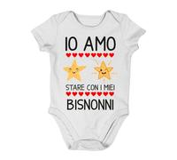 Vestin Body Bimbo Bimba Neonato Pigiama - Io amo stare con i miei bisnonni - Humor Divertenti Infanzia Nascita Neonato Made in Italy (Bianco, 3 mesi)