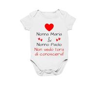 Vestin Body Bimbo Bimba Neonato Pigiama - Nonno Nonna neonato PERSONALIZZABILE Non vedo l’ora di conoscervi - Humor Divertenti Infanzia Nascita Neonato Made in Italy (Bianco, 3 mesi)