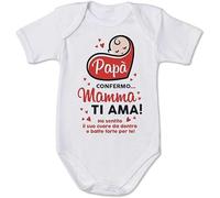 Vestin Body Bimbo Bimba Neonato Pigiama - Papa confermo che mamma ti ama - Humor Divertenti Infanzia Nascita Neonato Made in Italy (Bianco, 3 mesi)