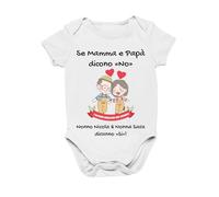 Vestin Body Bimbo Bimba Neonato Pigiama - PERSONALIZZABILE Se mamma e papà dicono no, nonno e nonna diranno sì - Humor Divertenti Infanzia Nascita Neonato Made in Italy (Bianco, 3 mesi)
