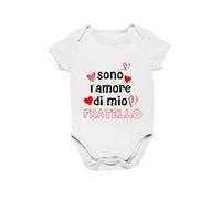 Vestin Body Bimbo Bimba Neonato Pigiama - Sono l’amore di mio fratello - Humor Divertenti Infanzia Nascita Neonato Made in Italy (Rosa, 3 mesi)