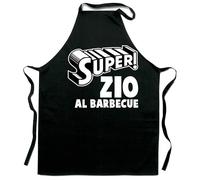 Vestin Grembiule da cucina - Super Zio al barbecue - realizzati con materiali e finiture di alta qualità che garantiscono la massima durata (Cotone, Bianco)