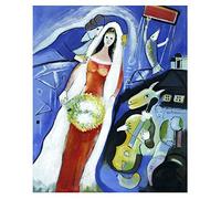 Vestin Stampa in Poster o Tela Canvas 100% QUALITà ITALIA - Chagall - La mariée - Cesto di mele - effetto Dipinto Idea Regalo Casa quadro cucina stanza da letto soggiorno (TELA CANVAS, 40X56 CM)