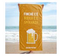 Vestin Telo da spiaggia personalizzato - FINCHÈ C'È BIRRA C'È SPERANZA - DRINK E NOME - asciugamano da bagno asciugamano da piscina asciugamano da spiaggia per vacanze (75x150 cm)
