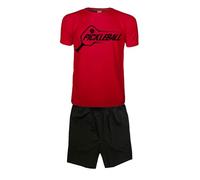Vestipassioni completo PICKLEBALL personalizzabile con nome maglietta e pantaloncino 6 taglie disponibili, da gara e allenamento (M, Rosso)