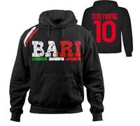 Vestipassioni Felpa Bari Cappuccio Sport Tifosi Ultras Calcio Supporter Made in Italy(XL, Nero)