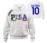 Vestipassioni Felpa con Cappuccio Pisa Personalizzabile - Nome e Numero sul Retro | Unisex per Tifosi e Amanti della Città | Idea Regalo Sportiva(S, Bianco)