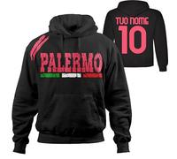 Vestipassioni Felpa Palermo Cappuccio Sport Tifosi Ultras Calcio Supporter Made in Italy(XXL, Nero)
