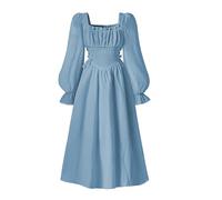 Vestiti Bambina-Abito da festa per ragazze con scollo quadrato alla francese e maniche a sbuffo, elegante abito svasato che definisce la vita per occasioni formali ed eventi speciali nella stagione.