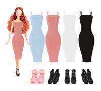 Vestiti Bambole, 8 PCS Vestiti Bambola 30 cm, Vestiti per la Festa per Bambole, Vestiti e Accessori per Bambola, Accessori per Bambole da 11,8 Pollici con 4 Abiti e 4 Paie Scarpe (B)