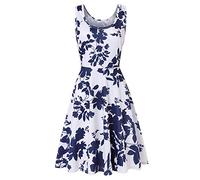 Vestiti Corti Estivi Abiti da Giorno Senza Maniche Spiaggia Floreali Donna Estate Vestitini Vestito A Fiori Abito Corto Estivo Signora Mare Eleganti Ragazza Casual Abito da Cocktail Cerimonia Sera M