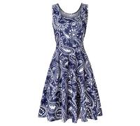 Vestiti Corti Estivi Abiti da Giorno Senza Maniche Spiaggia Floreali Donna Estate Vestitini Vestito A Fiori Abito Corto Estivo Signora Mare Eleganti Ragazza Casual Abito da Cocktail Cerimonia Sera S