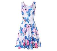 Vestiti Corti Estivi Abiti da Giorno Senza Maniche Spiaggia Floreali Donna Estate Vestitini Vestito A Fiori Abito Corto Estivo Signora Mare Eleganti Ragazza Casual Abito da Cocktail Cerimonia Sera M