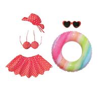 Vestiti da portico a forma di anatra - abbigliamento da oche da prato, anello da nuoto per bikini, occhiali da sole, cappello decorazione da giardino, statua tropicale, accessori per cortile per