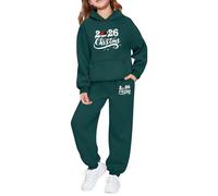 Vestiti da ragazza, 2 pezzi, maglia a maniche lunghe e pantaloni da jogging, abbigliamento per vacanze e feste, stampa grafica festiva, morbido pile per bambini e ragazzi, ricongiungimento familiare