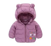 Vestiti da ragazzo Cappotti invernali per bambini Bambino Ragazzi Ragazze Giacca imbottita Carino Cartoon Bear Cappotti Vestiti caldi Capispalla Cappotti per ragazzi, Viola, 12-18 Mesi