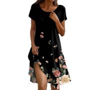 Vestiti Donna, Casual Floreale Chic Comode Estiva Estivo Leggero Corto Elegante Cocktail Matrimonio Civile Estate Moda Maniche Corte Semplice Mare Casa Curvy Vestito Curvy Estivo,L