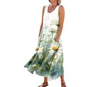 Vestiti Donna Estivi Lunghi Casual Vero Vestito Cerimonia Estivo Smanicato Prendisole Casa Boho Chic Dresses Eleganti Forti Offerta Lampo di Oggi Grace Abito Verde Chiaro 3XL
