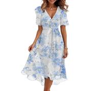 Vestiti Donna Estivi, Moda Casual Comode Elegante Mare Curvy Eleganti Wedding Midi Maniche Corte Semplice Spiaggia Estivo Leggero Floreale Estiva Chic Prom Casa Abito Donna Estivo,XL