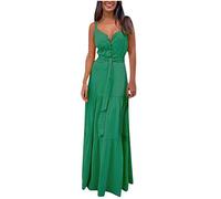 Vestiti Donna Lunghi Senza Maniche, Abiti Donna Lunghi Eleganti con Stampa Floreale Vintage Abito Lungo Casual Estivo Boho Spiaggia Estivo per Leggero E Traspirante