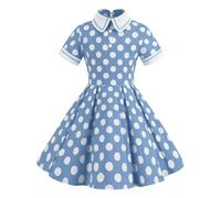 Vestiti Eleganti Ragazza - Vestito da Festa a Pois per Bambine a Maniche Corte con Colletto rovesciato