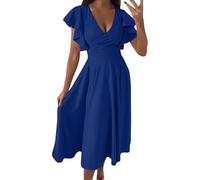 Vestiti Estate Lunghi Casual Tubino Blu Cerimonia Vestito Elegante Casual Abiti da Cerimonia Blu Elettrico Abiti Estate Comodi Abito Sposa Maniche Lunghe Abiti Sposa Over 40 Abito da Cerimonia