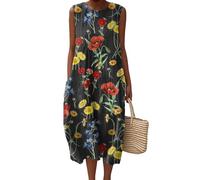 Vestiti Estivi Donna Abito a Canotta Senza Maniche con Tasche Taglie Abitos Comode Curvy da S a 5XL Copricostume Spiaggia Prendisole per Mare Copricostume Moda 2025