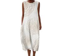 Vestiti Estivi Donna Abito a Canotta Senza Maniche con Tasche Taglie Abitos Comode Curvy da S a 5XL Copricostume Spiaggia Prendisole per Mare Copricostume Moda 2025