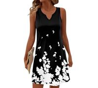 Vestiti Estivi Eleganti Donna, Casa Summer Elegante Wedding Estiva Semplice Smanicato Comode Corto Casual Moda Floreale Civile Eleganti Leggero Estate Estivo Curvy Mare Abiti Estivi,XXL