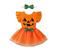 Vestiti Halloween Bambina 2 Anni Vestiti Strega Halloween Costume Travestimento Pipistrello Costumi Halloween Bimba Zucca Vestito Fantasma Arancione Costumi Scheletro Abbigliamento Halloween Bambina