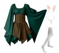 Vestiti Halloween Donna Sexy Adulto Vampiro Gotica Gotico Abito Strega Vampira Corsetto Costumi Coppia Corsetti Cosplay Elfo Pirata Angelo Corset Costume Elegante Vestito Verde scuro M