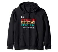 Vestiti in forza e dignità - Proverbi 31:25 Retro Design Felpa con Cappuccio