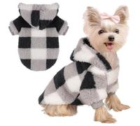 Vestiti in pile con cappuccio per cani di piccola taglia, maglione invernale per cani di piccola taglia, carino e caldo, motivo scozzese patchwork, maglione per cuccioli di chihuahua, Yorkie, tazza da
